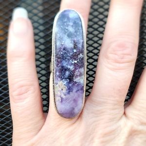 New Oversized Lepidolite 925 Silver Ring.